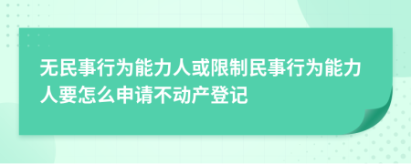 无民事行为能力人或限制民事行为能力人要怎么申请不动产登记