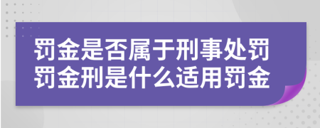 罚金是否属于刑事处罚罚金刑是什么适用罚金