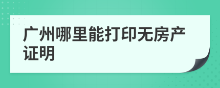 广州哪里能打印无房产证明