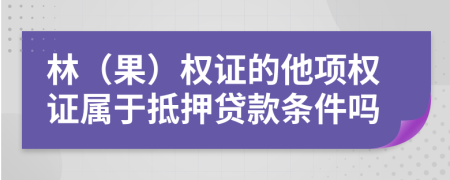 林（果）权证的他项权证属于抵押贷款条件吗