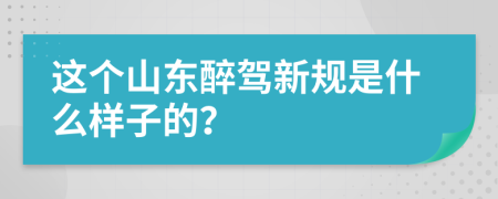 这个山东醉驾新规是什么样子的？