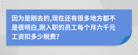 因为是刚去的,现在还有很多地方都不是很明白,刚入职的员工每个月六千元工资扣多少税费？