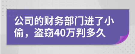 公司的财务部门进了小偷，盗窃40万判多久