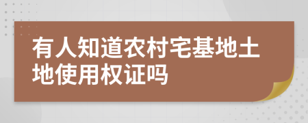 有人知道农村宅基地土地使用权证吗