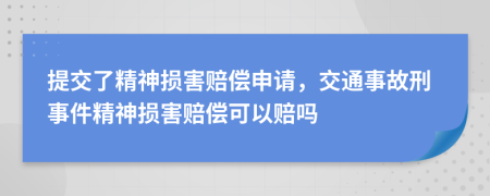 提交了精神损害赔偿申请，交通事故刑事件精神损害赔偿可以赔吗