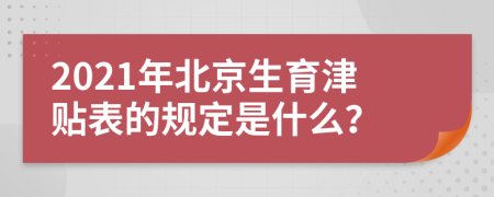 2021年北京生育津贴表的规定是什么？