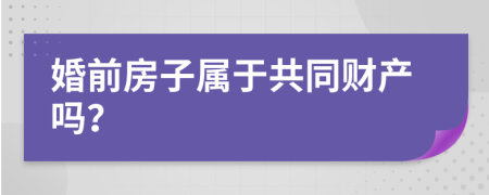 婚前房子属于共同财产吗？