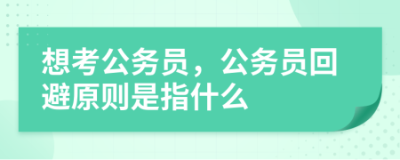 想考公务员，公务员回避原则是指什么