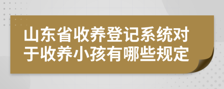 山东省收养登记系统对于收养小孩有哪些规定