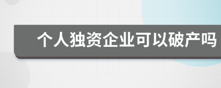 个人独资企业可以破产吗