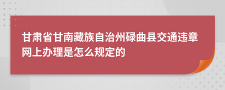 甘肃省甘南藏族自治州碌曲县交通违章网上办理是怎么规定的