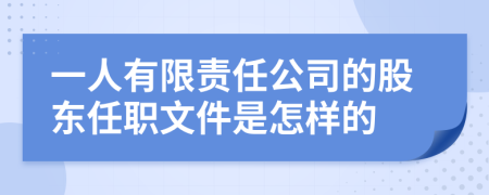 一人有限责任公司的股东任职文件是怎样的