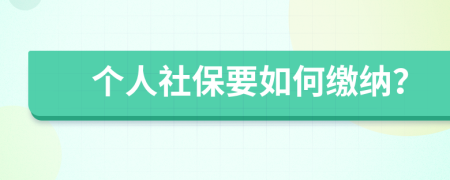 个人社保要如何缴纳？