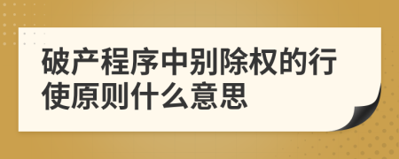 破产程序中别除权的行使原则什么意思