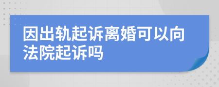 因出轨起诉离婚可以向法院起诉吗