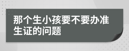 那个生小孩要不要办准生证的问题