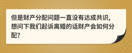 但是财产分配问题一直没有达成共识,想问下我们起诉离婚的话财产会如何分配？