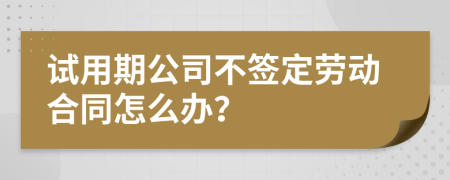 试用期公司不签定劳动合同怎么办？