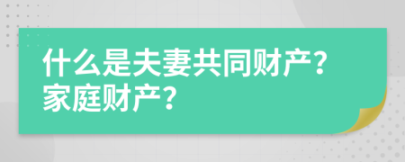 什么是夫妻共同财产？家庭财产？