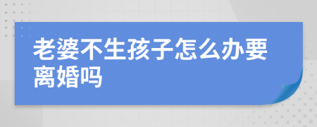 老婆不生孩子怎么办要离婚吗