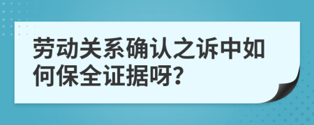 劳动关系确认之诉中如何保全证据呀？