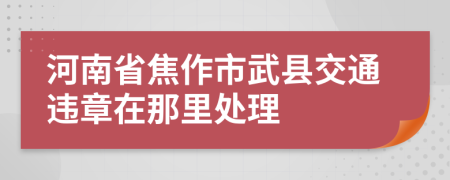 河南省焦作市武县交通违章在那里处理