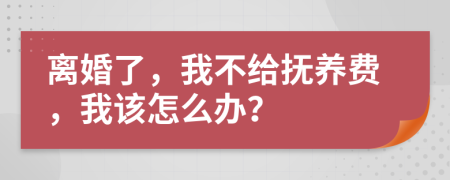 离婚了，我不给抚养费，我该怎么办？