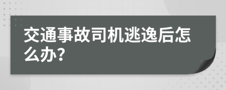 交通事故司机逃逸后怎么办？