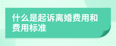 什么是起诉离婚费用和费用标准