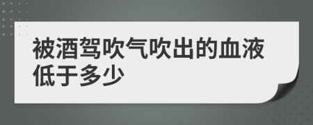 被酒驾吹气吹出的血液低于多少