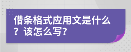 借条格式应用文是什么？该怎么写？