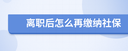 离职后怎么再缴纳社保