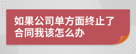 如果公司单方面终止了合同我该怎么办