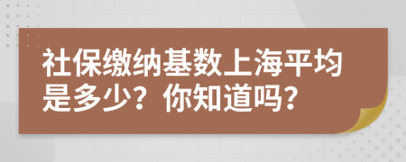 社保缴纳基数上海平均是多少？你知道吗？