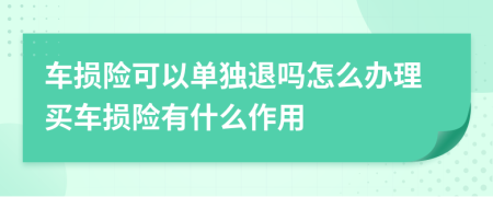 车损险可以单独退吗怎么办理买车损险有什么作用