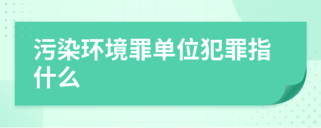 污染环境罪单位犯罪指什么