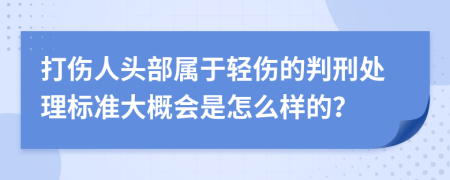 打伤人头部属于轻伤的判刑处理标准大概会是怎么样的？