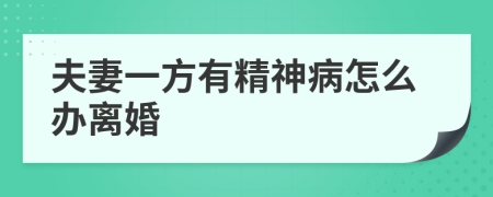 夫妻一方有精神病怎么办离婚