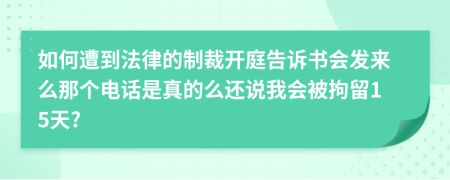 如何遭到法律的制裁开庭告诉书会发来么那个电话是真的么还说我会被拘留15天?