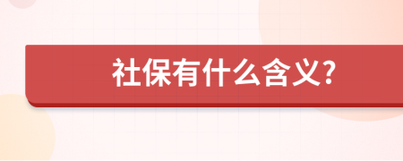 社保有什么含义?