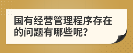 国有经营管理程序存在的问题有哪些呢？