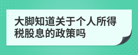 大脚知道关于个人所得税股息的政策吗