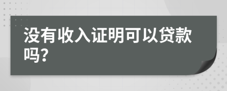 没有收入证明可以贷款吗？