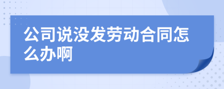 公司说没发劳动合同怎么办啊