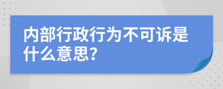 内部行政行为不可诉是什么意思？