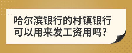 哈尔滨银行的村镇银行可以用来发工资用吗?