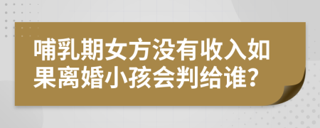 哺乳期女方没有收入如果离婚小孩会判给谁？