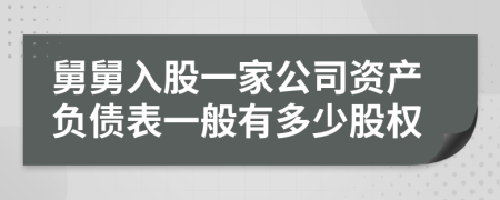 舅舅入股一家公司资产负债表一般有多少股权