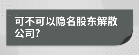 可不可以隐名股东解散公司?