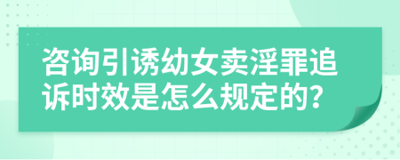 咨询引诱幼女卖淫罪追诉时效是怎么规定的？